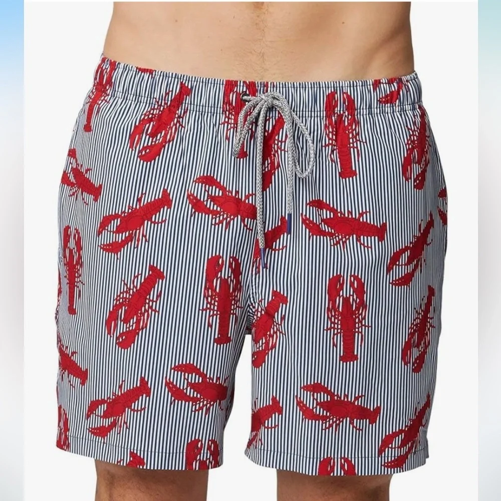 RAINFOREST Men’s Striped Lobster Swimming Trunks